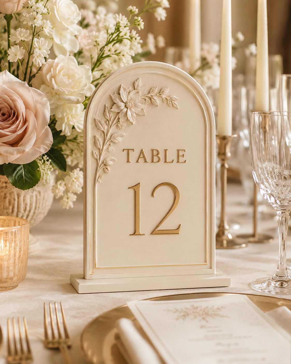 Elegant custom wedding table number sign
