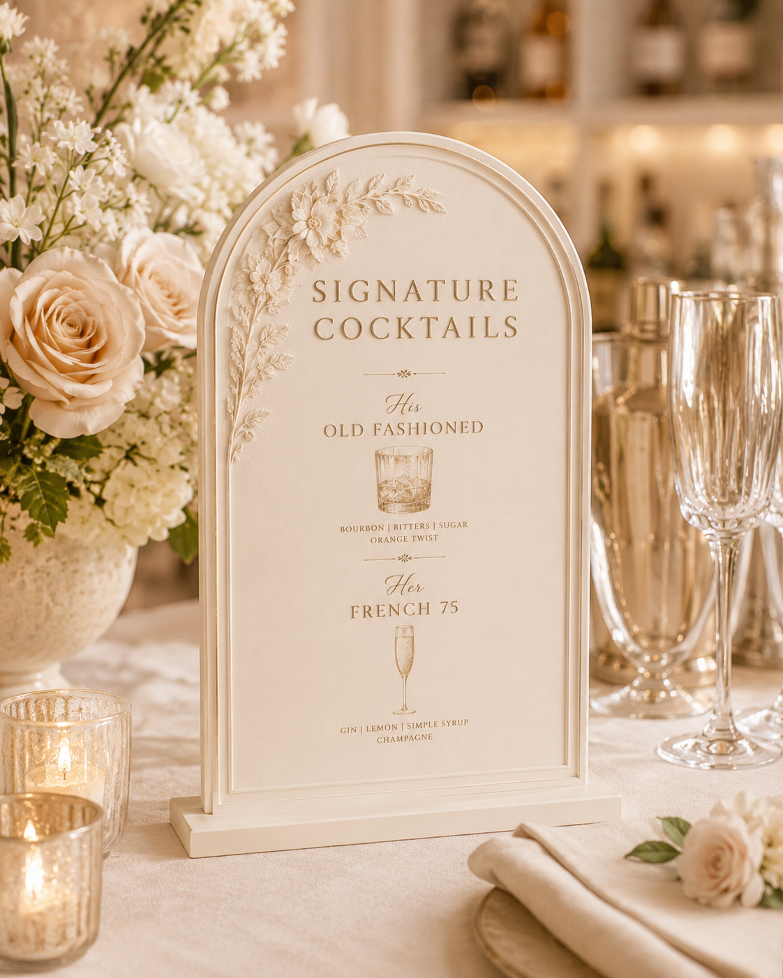 Elegant custom signature cocktail wedding sign